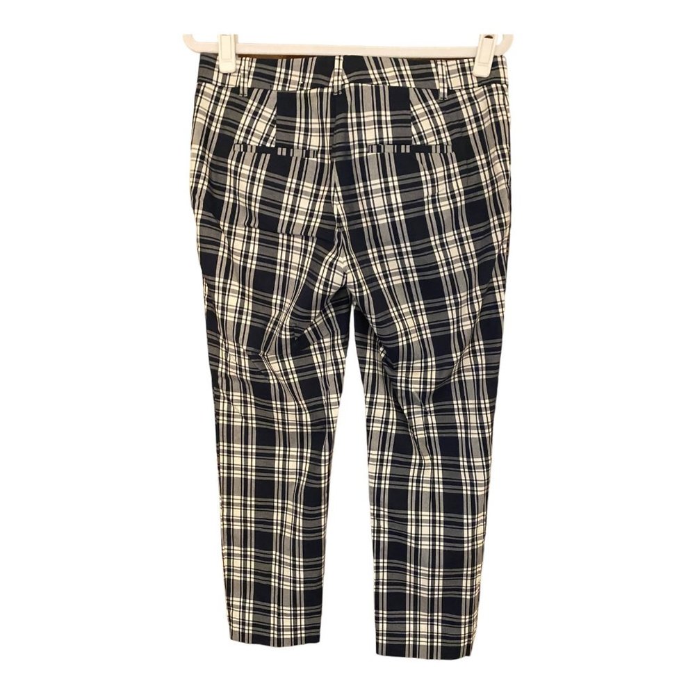 Ann Taylor Pants Women Size 4 Blue White Plaid Cropped Mid-Rise Cotton Stretch - Picture 5 of 9